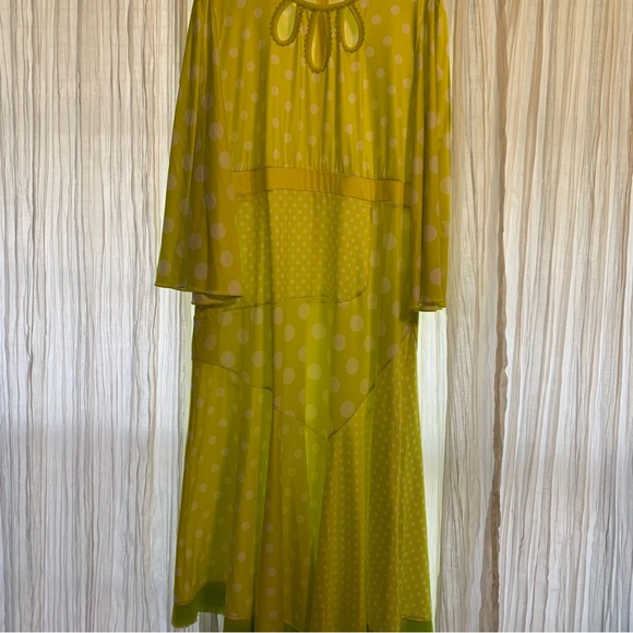 LOVE THE QUEEN Dresses & Skirts - LOVE THE QUEEN  Vibrant Maxi polka dot novelty lace trim   dress XL 16